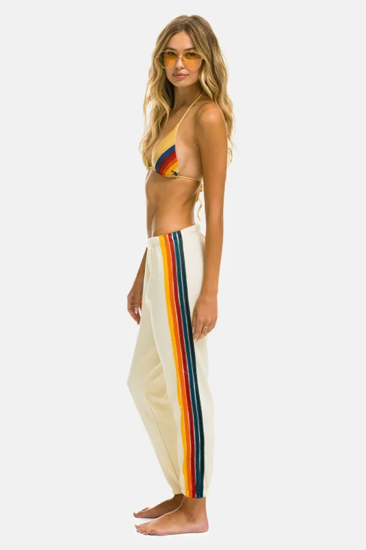 Women's 5 Stripe Sweatpants Vintage White sold by Blue & Cream