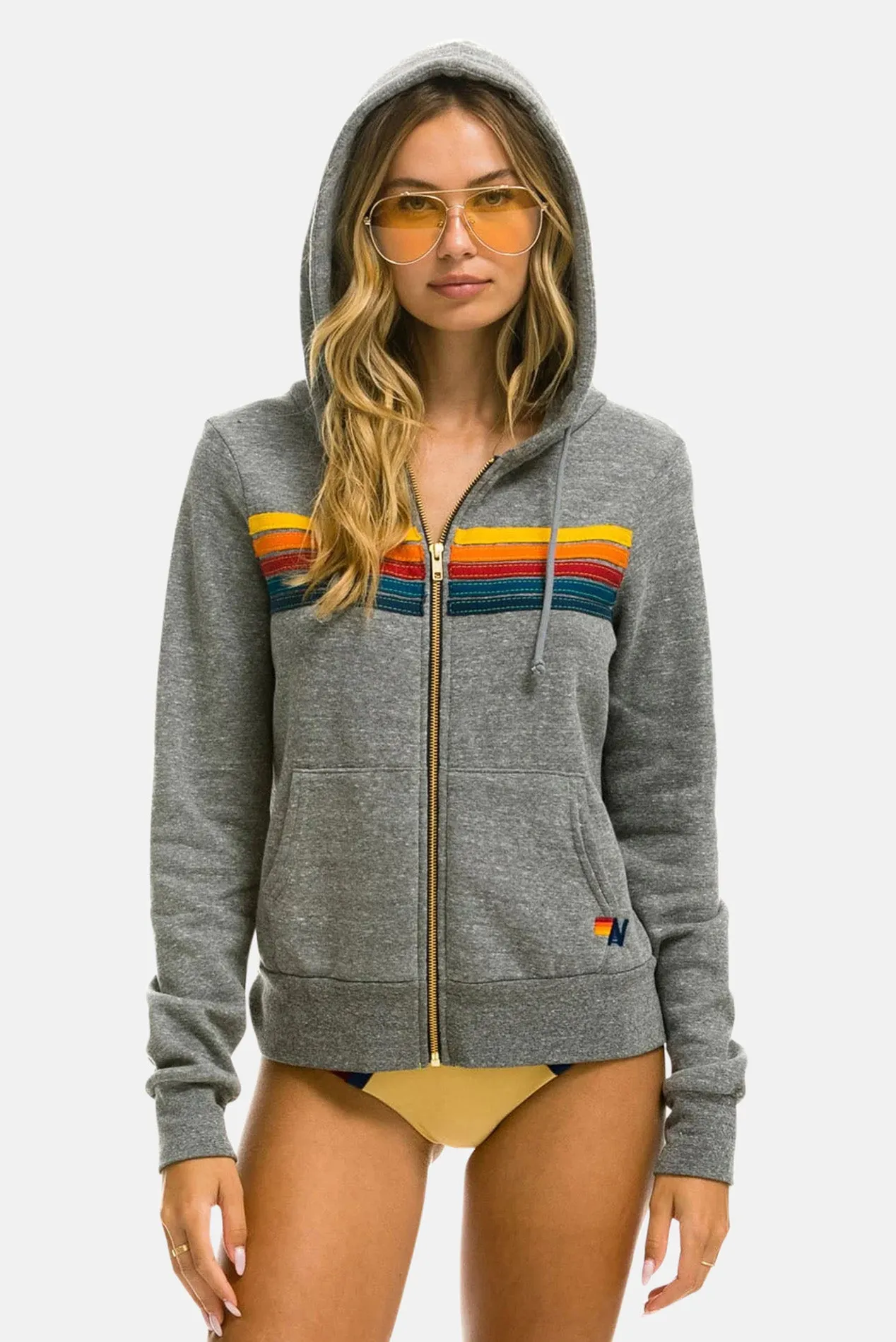 Women's 5 Stripe Hoodie Heather Grey sold by Blue & Cream