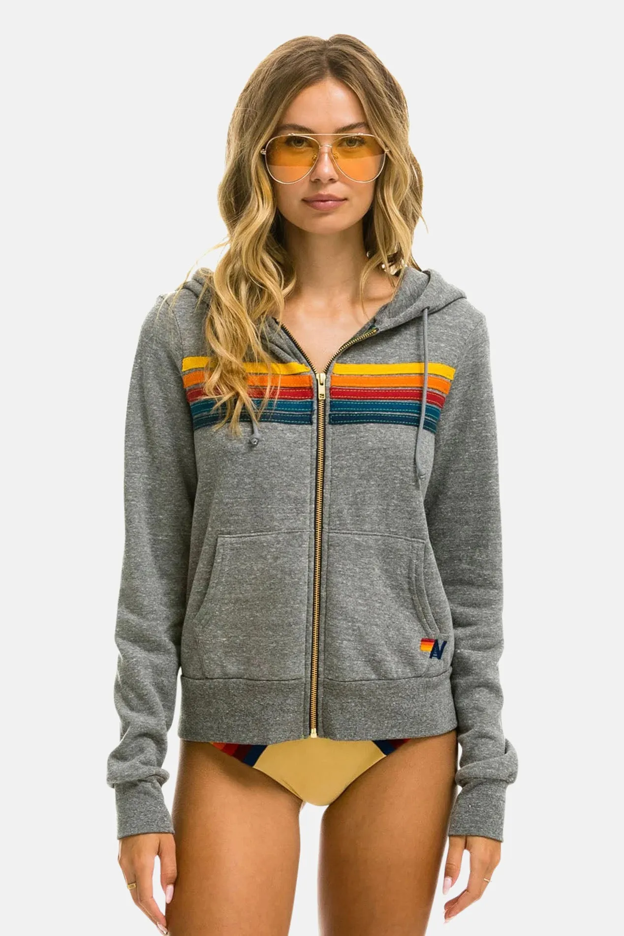 Women's 5 Stripe Hoodie Heather Grey sold by Blue & Cream product image thumbnail 4