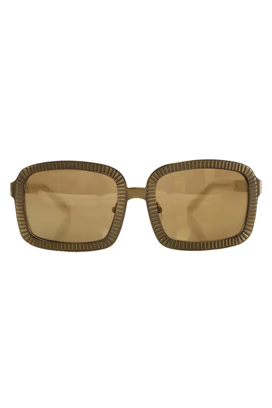 Alexander Wang C1 Antique Brass Rectangle Sunglasses made by Blue & Cream