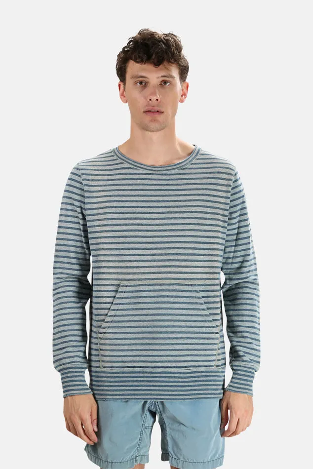 Remi Relief Indigo Border Crewneck sold by Blue & Cream