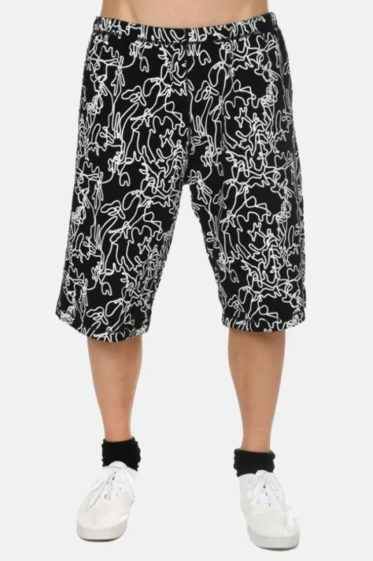 French Terry Bermuda Printed Shorts Black sold by Blue & Cream