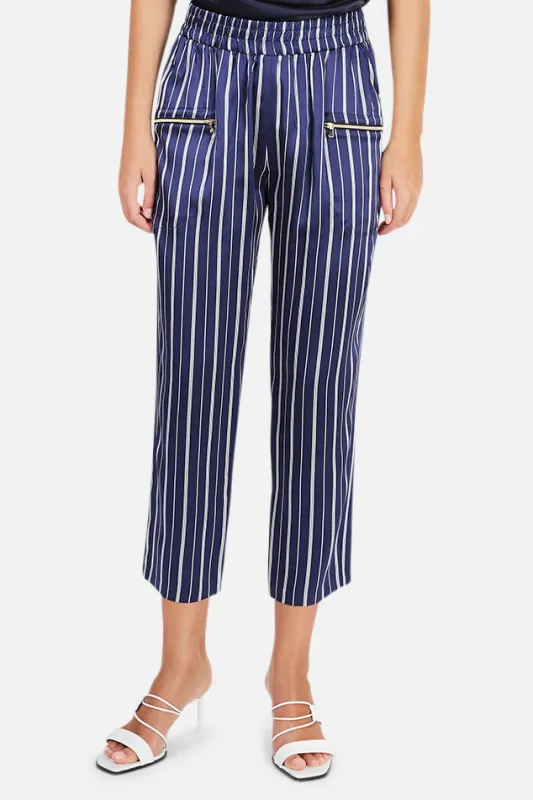 Leigh Silk Pants Navy/Ivory sold by Blue & Cream