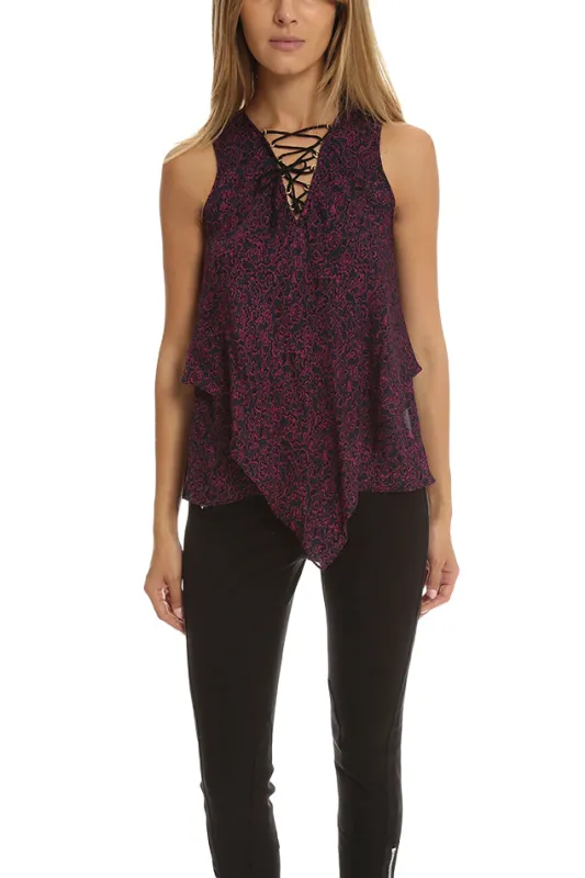 Derek Lam 10 Crosby V Neck Handkerchief Tank sold by Blue & Cream