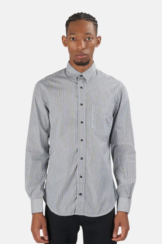 Stripe Pinpoint Button Down Black/White sold by Blue & Cream