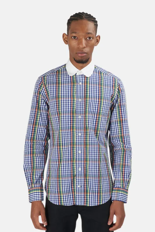 Plaid Key Collar Shirt Blue sold by Blue & Cream