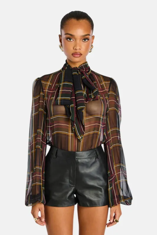 Rhianna Blouse Black Tartan sold by Blue & Cream