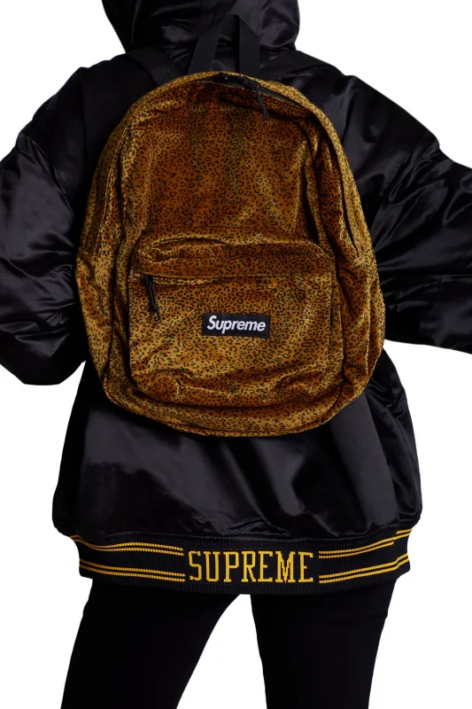 Velvet Backpack Tan Leopard sold by Blue & Cream