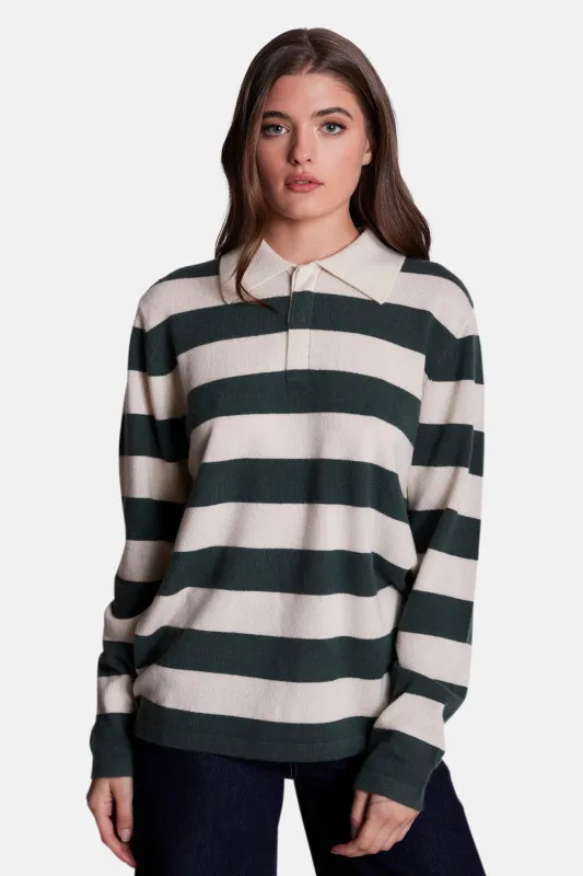 Clyde Rugby Oversized Cashmere Sweater Green/Ivory sold by Blue & Cream