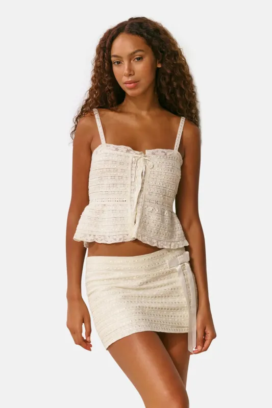 Wyana Woven Cotton Mini Skirt Off White sold by Blue & Cream