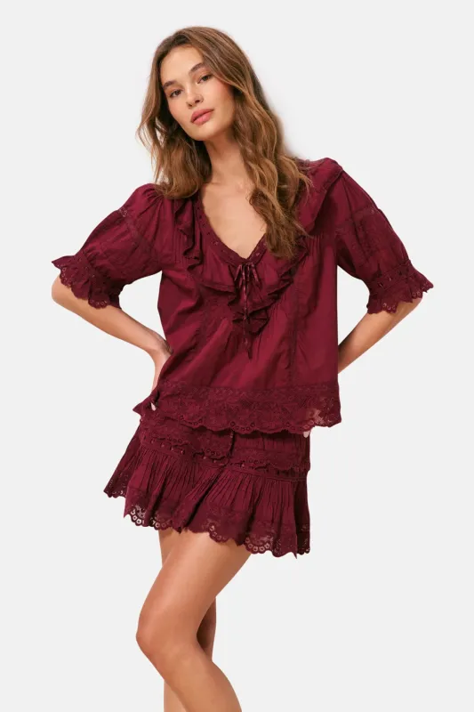 Romilly Blouse Spliced Berry sold by Blue & Cream