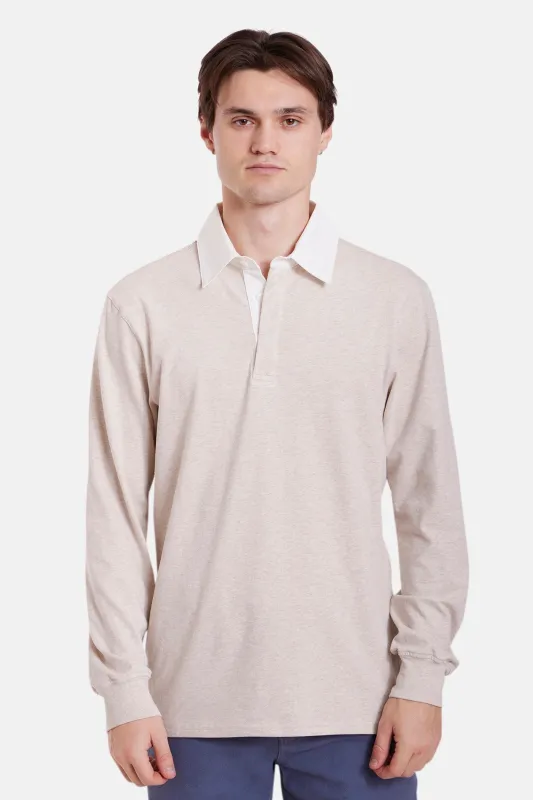 The Maseo Soft Rugby Oatmeal w/White Collar sold by Blue & Cream