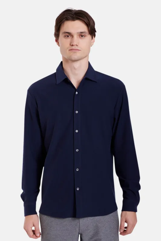 Elyon Soft Jersey Button Up Navy sold by Blue & Cream
