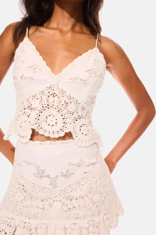 Pellier Crochet Sleeveless Top Optic White sold by Blue & Cream