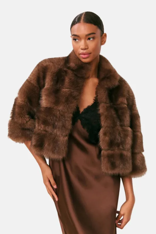 Gelman Faux Fur Jacket Dark Sable made by LoveShackFancy