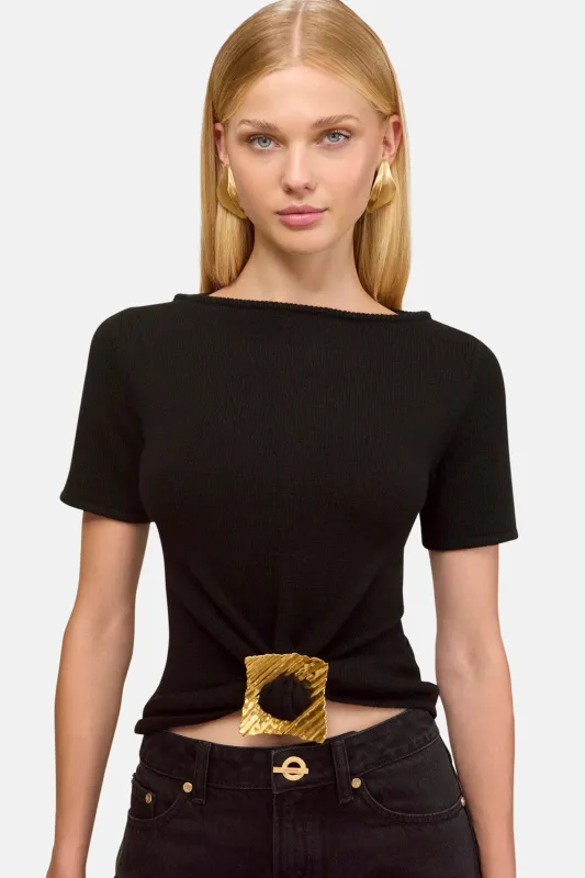 Ellen Knit Top Black made by Cult Gaia