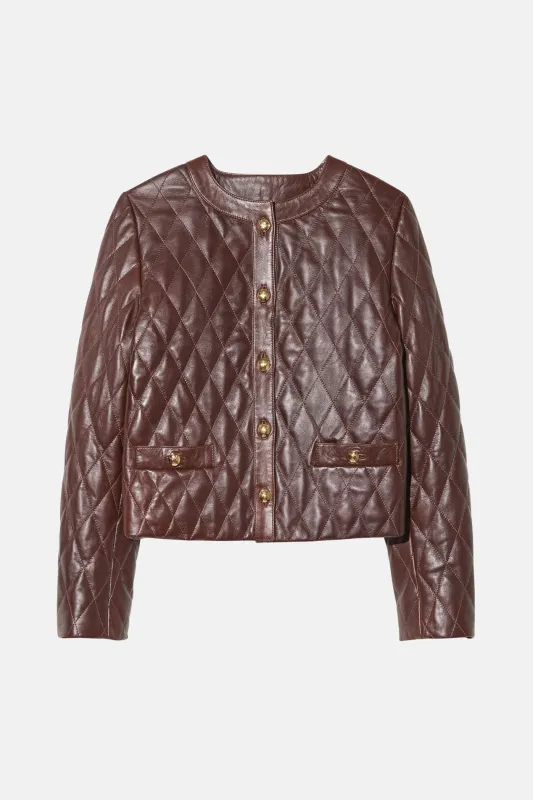 Amy Leather Jacket Bordeaux sold by Blue & Cream