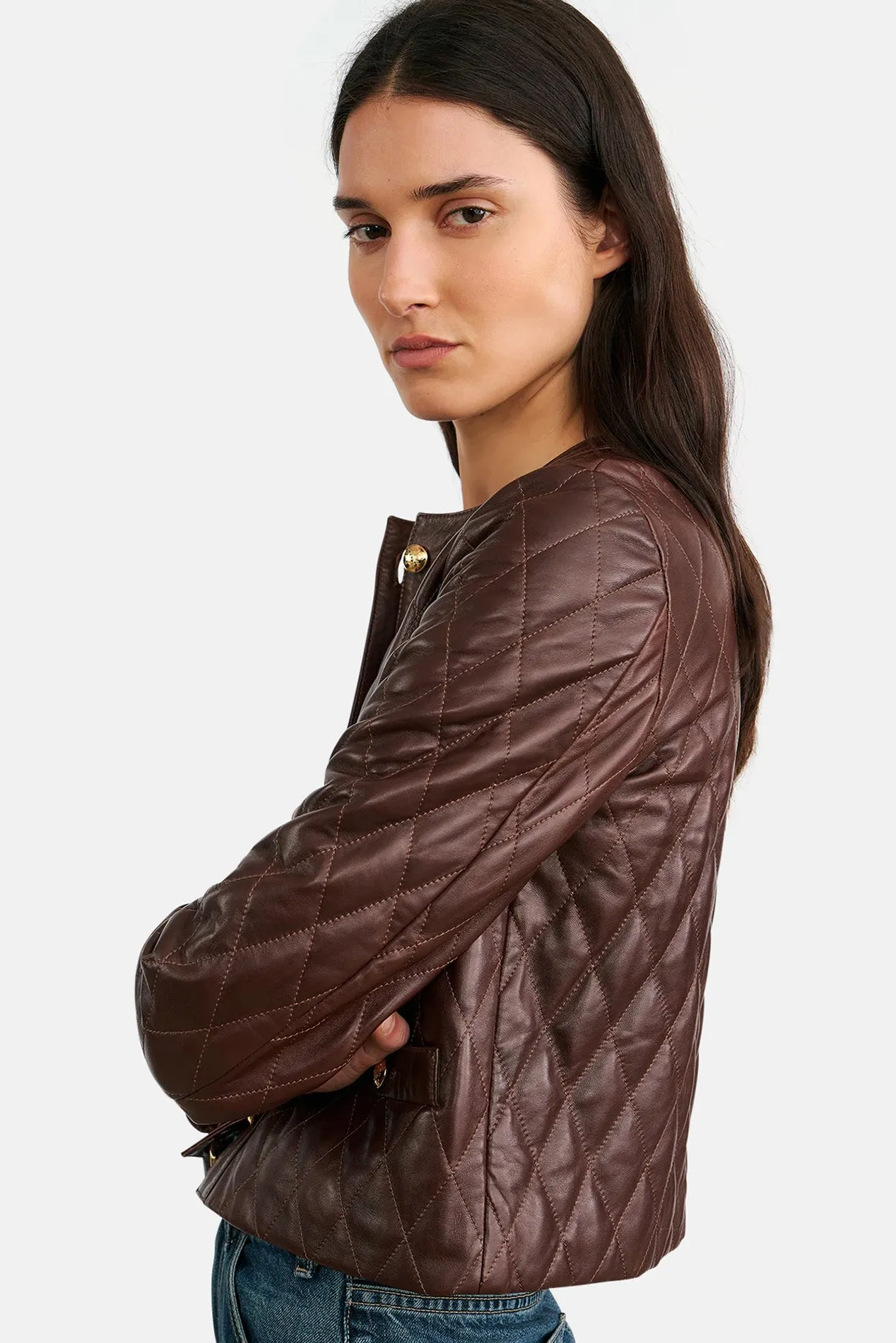 Amy Leather Jacket Bordeaux sold by Blue & Cream product image thumbnail 3