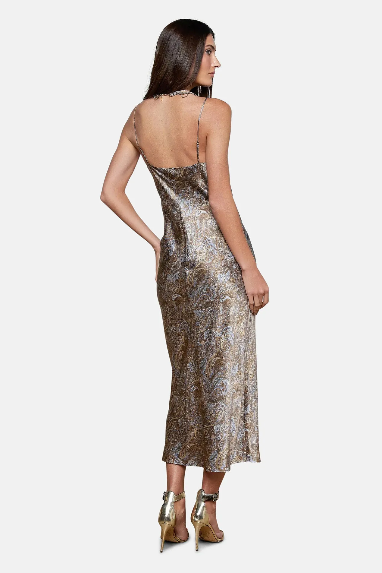 Seridie Silk Slip Dress Neutral/Blue Ditsy Paisley sold by Blue & Cream product image thumbnail 4