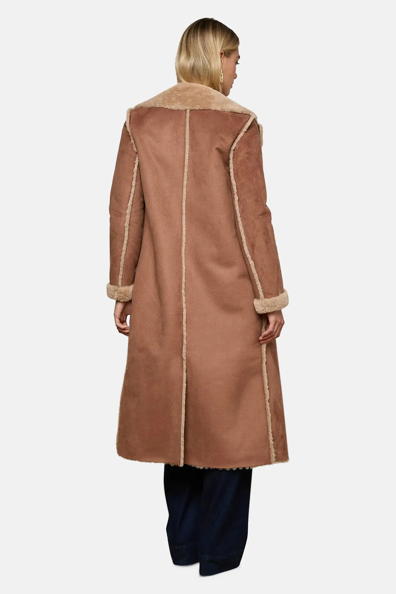 Citron Faux Fur Maxi Coat Sepia Brown/Light Almond sold by Blue & Cream product image thumbnail 4