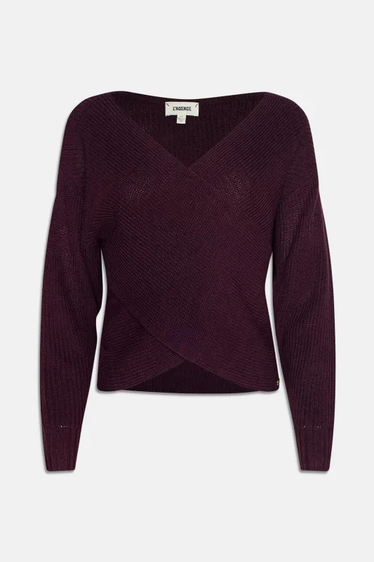 Antonella Crossover Sweater Dark Port sold by Blue & Cream