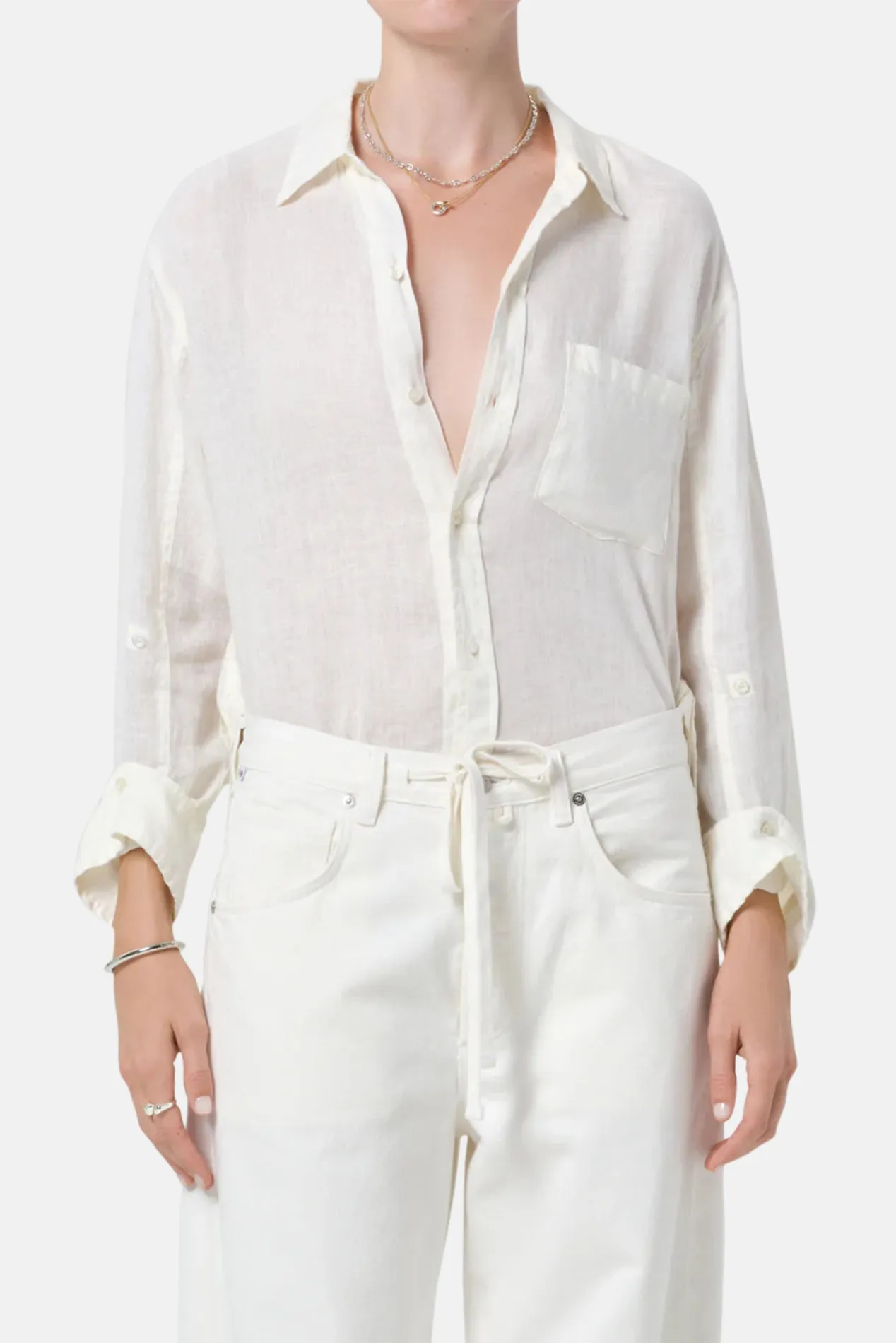 Kayla Shrunken Linen Shirt In Vanilla sold by Blue & Cream product image thumbnail 5