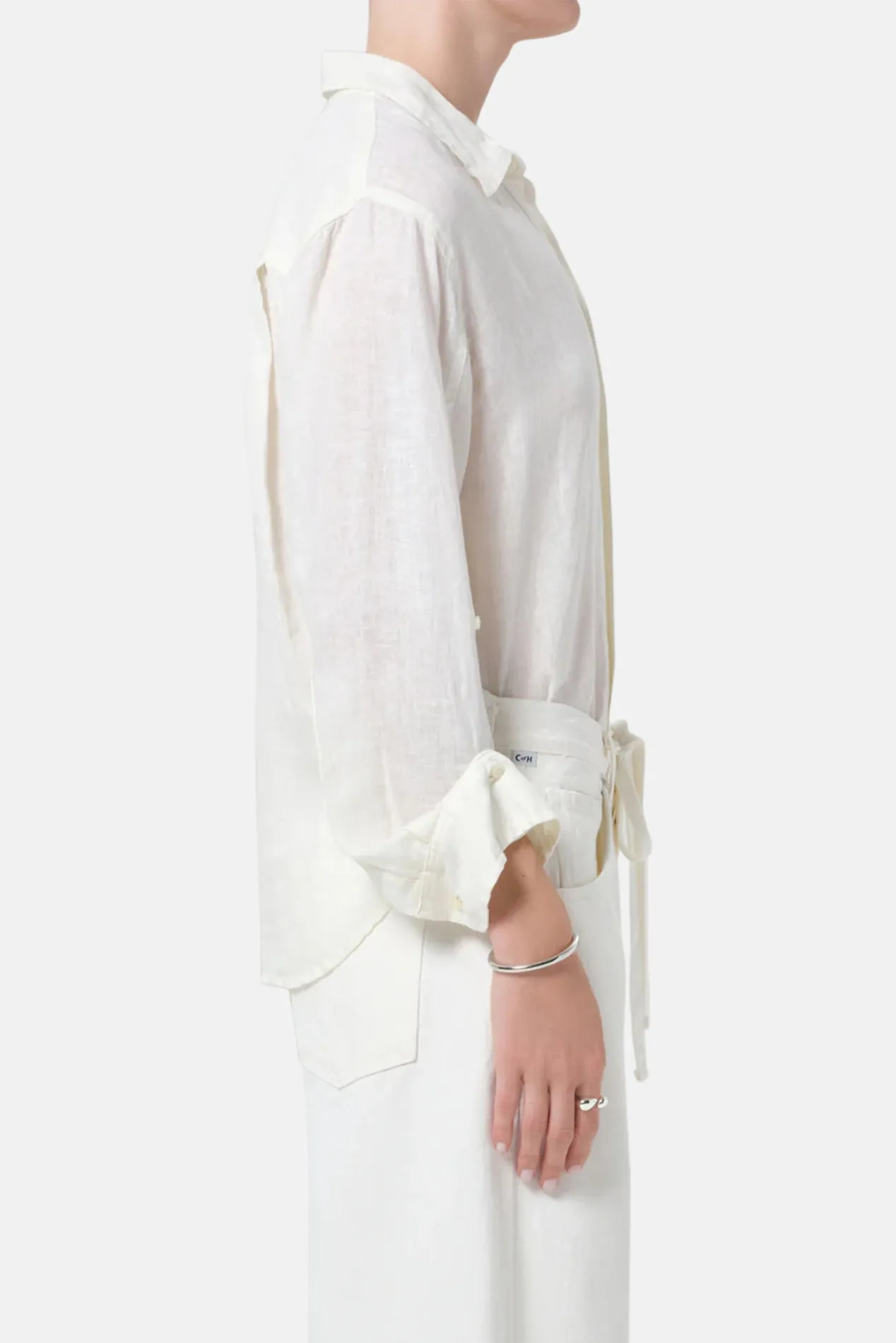 Kayla Shrunken Linen Shirt In Vanilla sold by Blue & Cream product image thumbnail 2