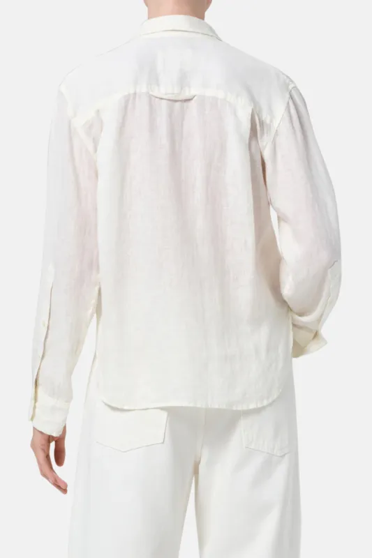 Kayla Shrunken Linen Shirt In Vanilla sold by Blue & Cream