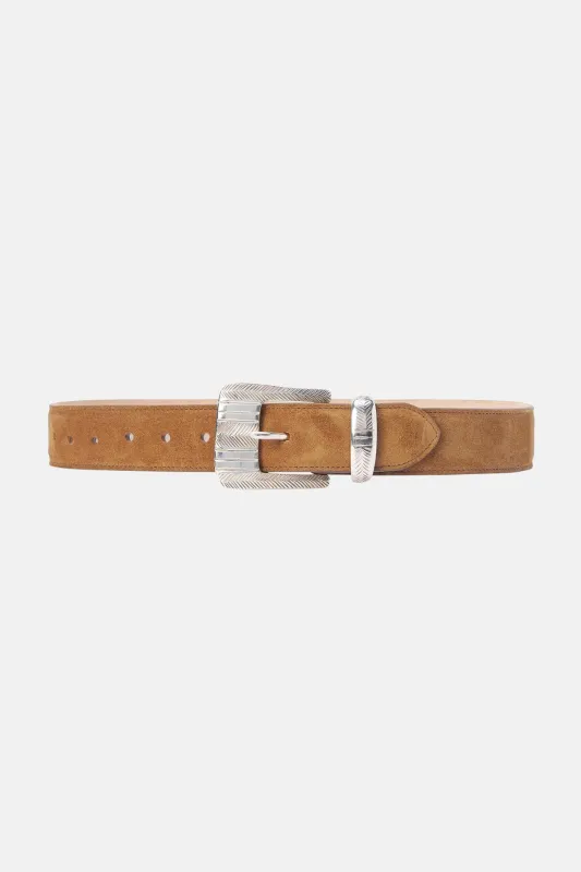 Aya Suede Belt Cognac sold by Blue & Cream