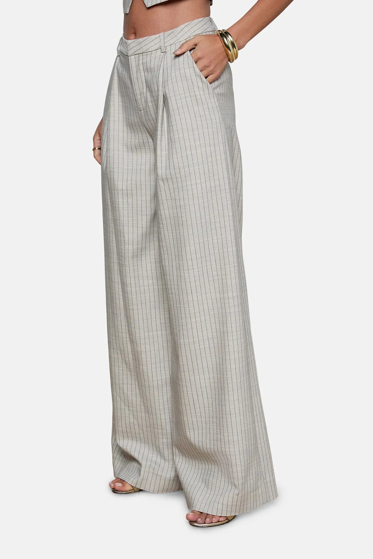 Allanah Pinstriped Trouser Grey/Tan Pinstripe sold by Blue & Cream product image thumbnail 3