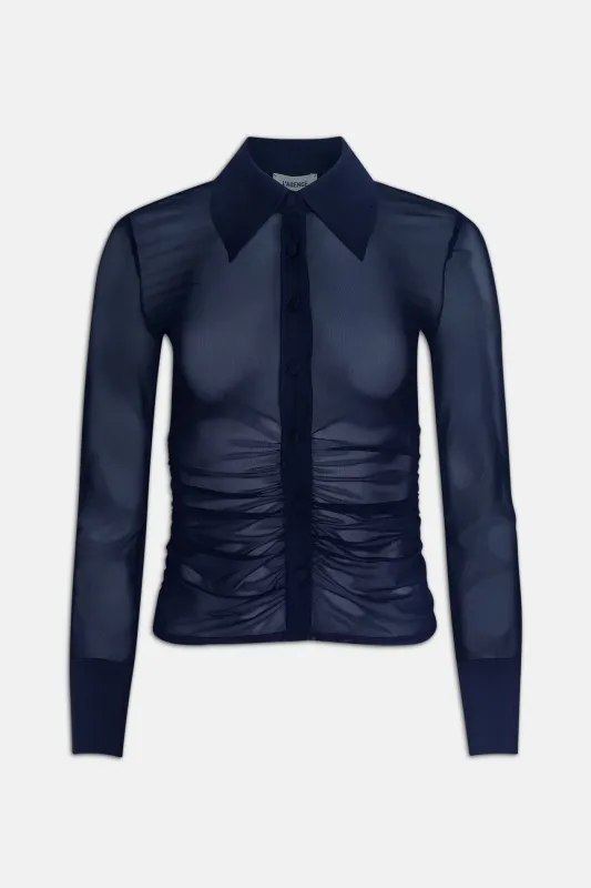 Isola L/S Mesh Button Up Midnight sold by Blue & Cream