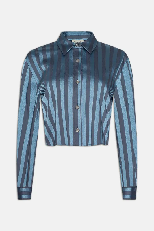 Cosette Crop Hi Low Shirt Blue Multi Stripe sold by Blue & Cream