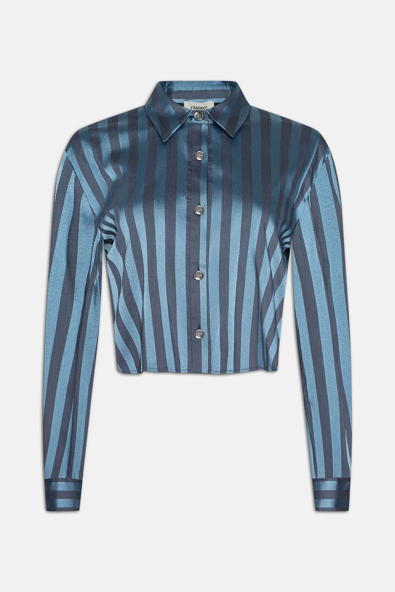 Cosette Crop Hi Low Shirt Blue Multi Stripe sold by Blue & Cream