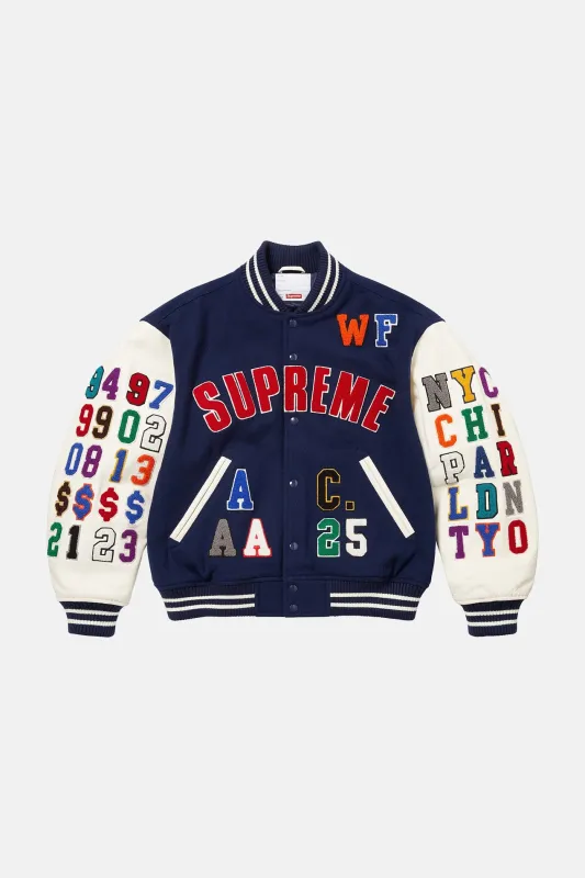 Praises Varsity Jacket Navy made by Supreme