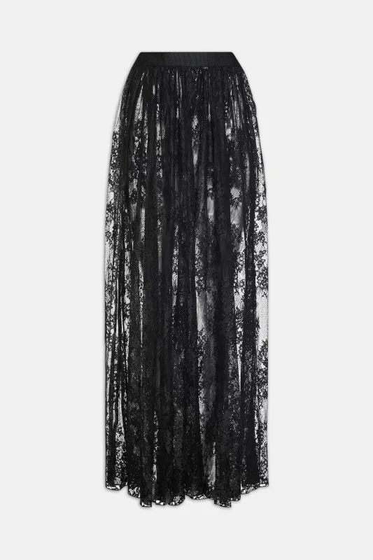 Alona Lace Maxi Skirt Black made by L'AGENCE