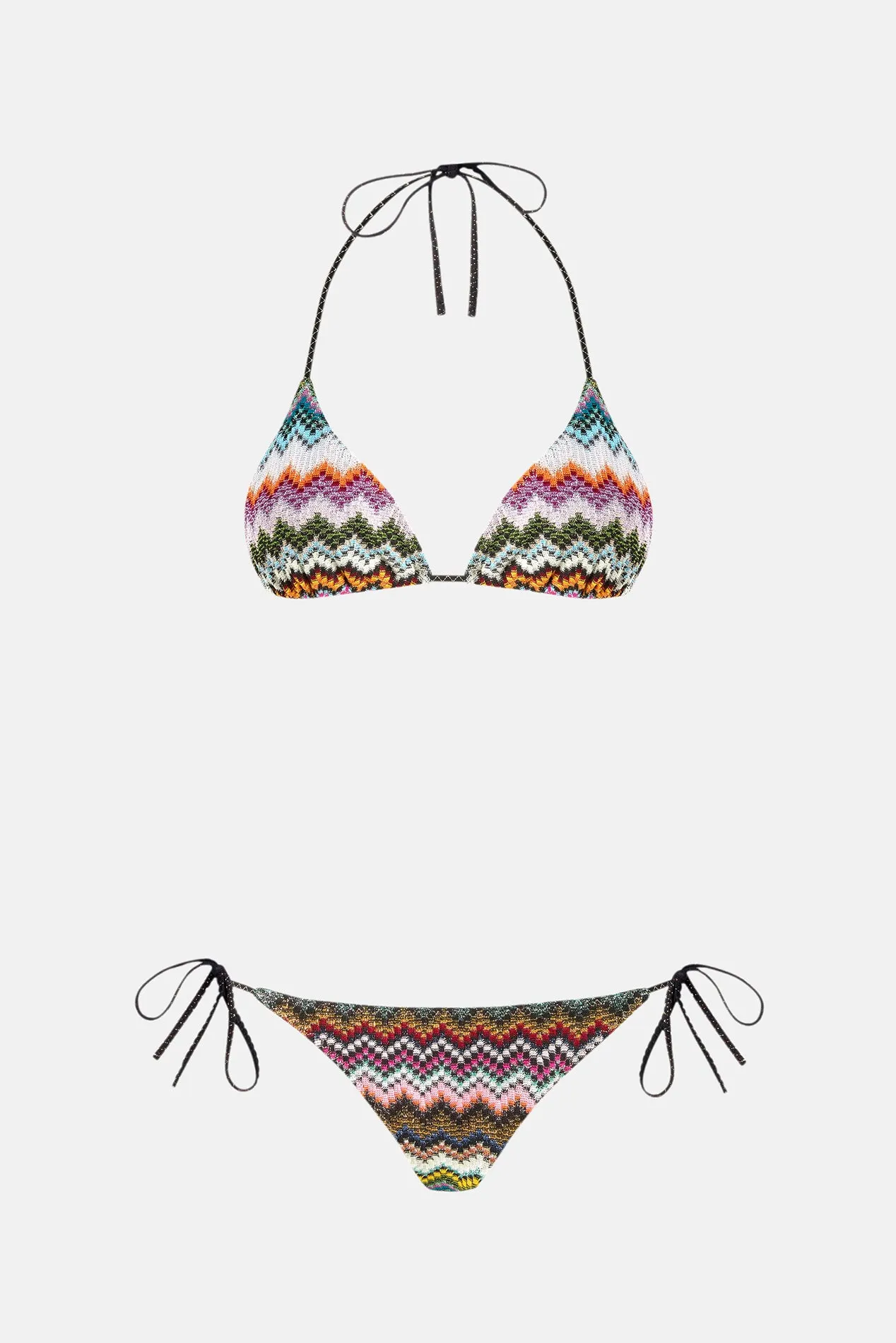 Triangle bikini with pixel-effect zigzag pattern sold by Blue & Cream