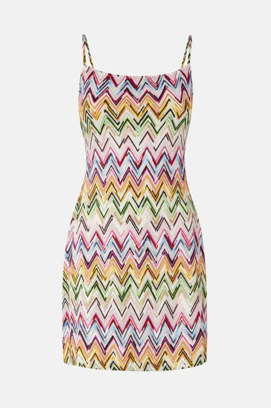 Mini dress with lace and zigzag motif Multicolor sold by Blue & Cream