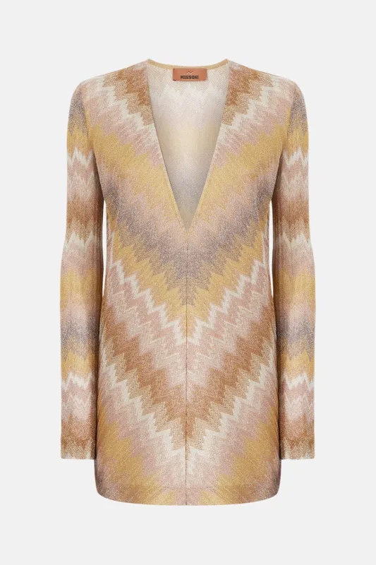 Long-sleeved mini dress in ombre lurex Gold Tones sold by Blue & Cream