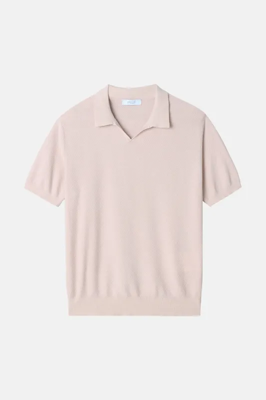 Cotton Pique Short Sleeve Polo Pastel Pink made by Boglioli