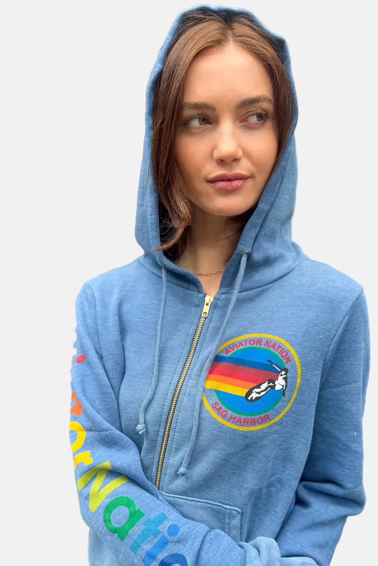 Sag Harbor Signature Zip Hoodie Faded Water sold by Blue & Cream