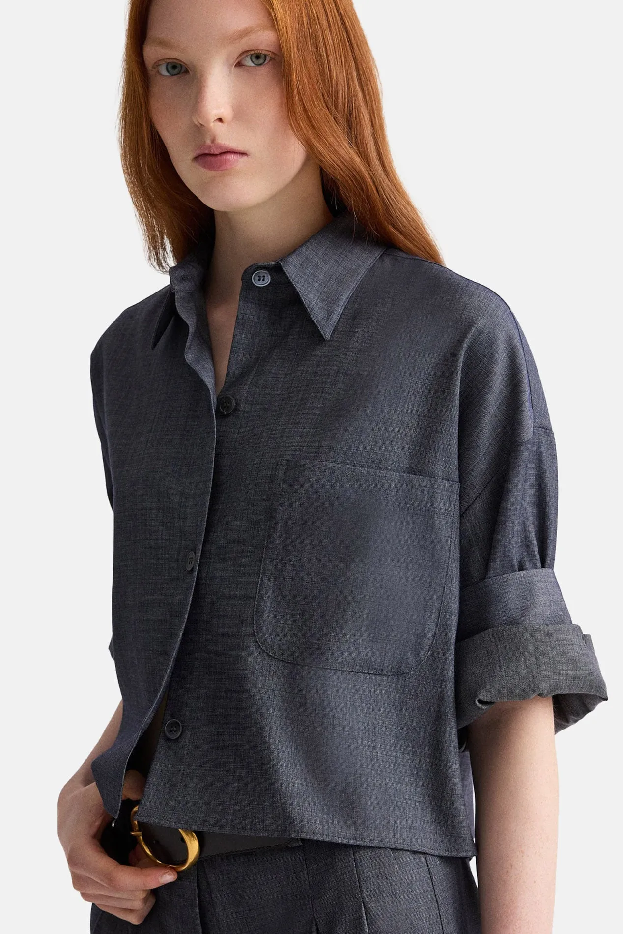 Next Ex Crop Shirt In Medium Indigo sold by Blue & Cream product image thumbnail 5