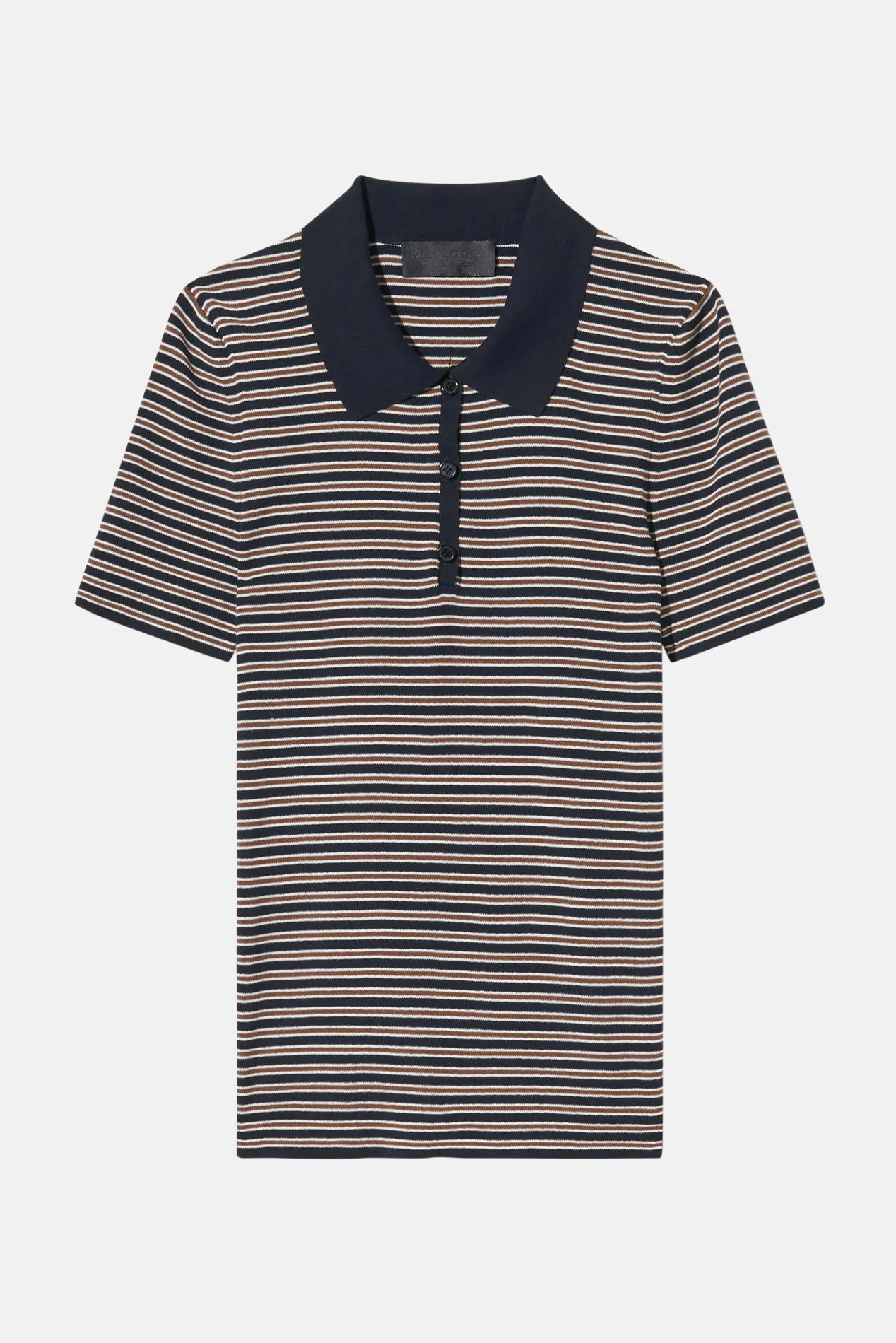 Gemmatta Stripe Polo Dark Navy/Brown Stripe sold by Blue & Cream