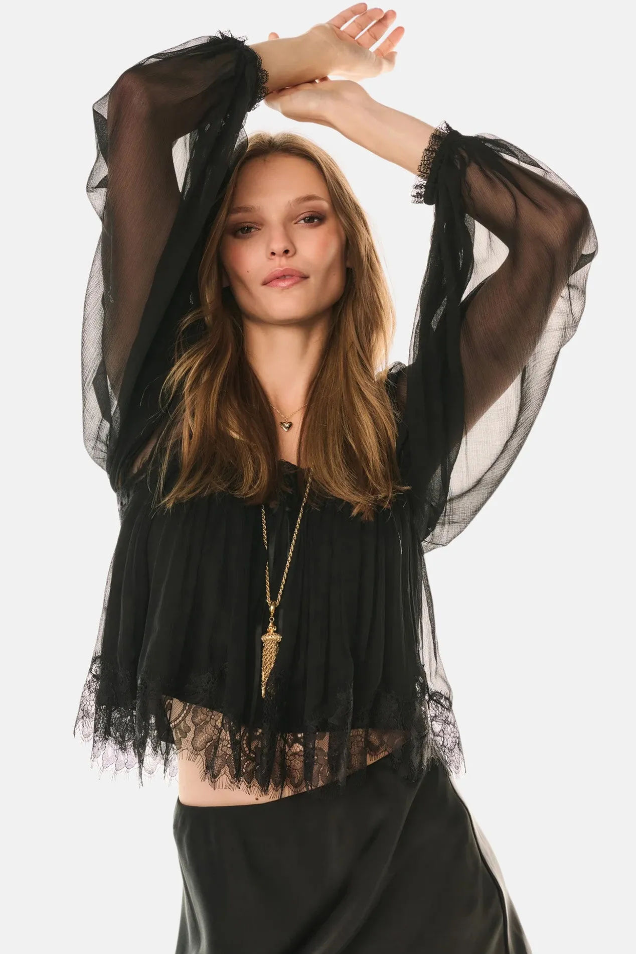 Ebbie Silk Lace Blouse Black sold by Blue & Cream product image thumbnail 3