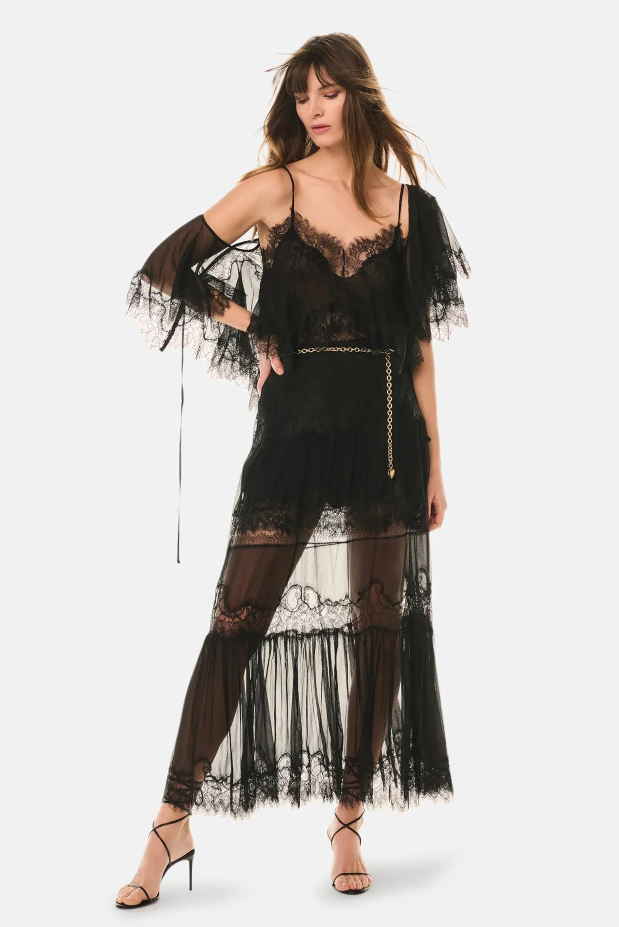 Aureline Silk Lace Pleated Maxi Skirt Black sold by Blue & Cream product image thumbnail 2