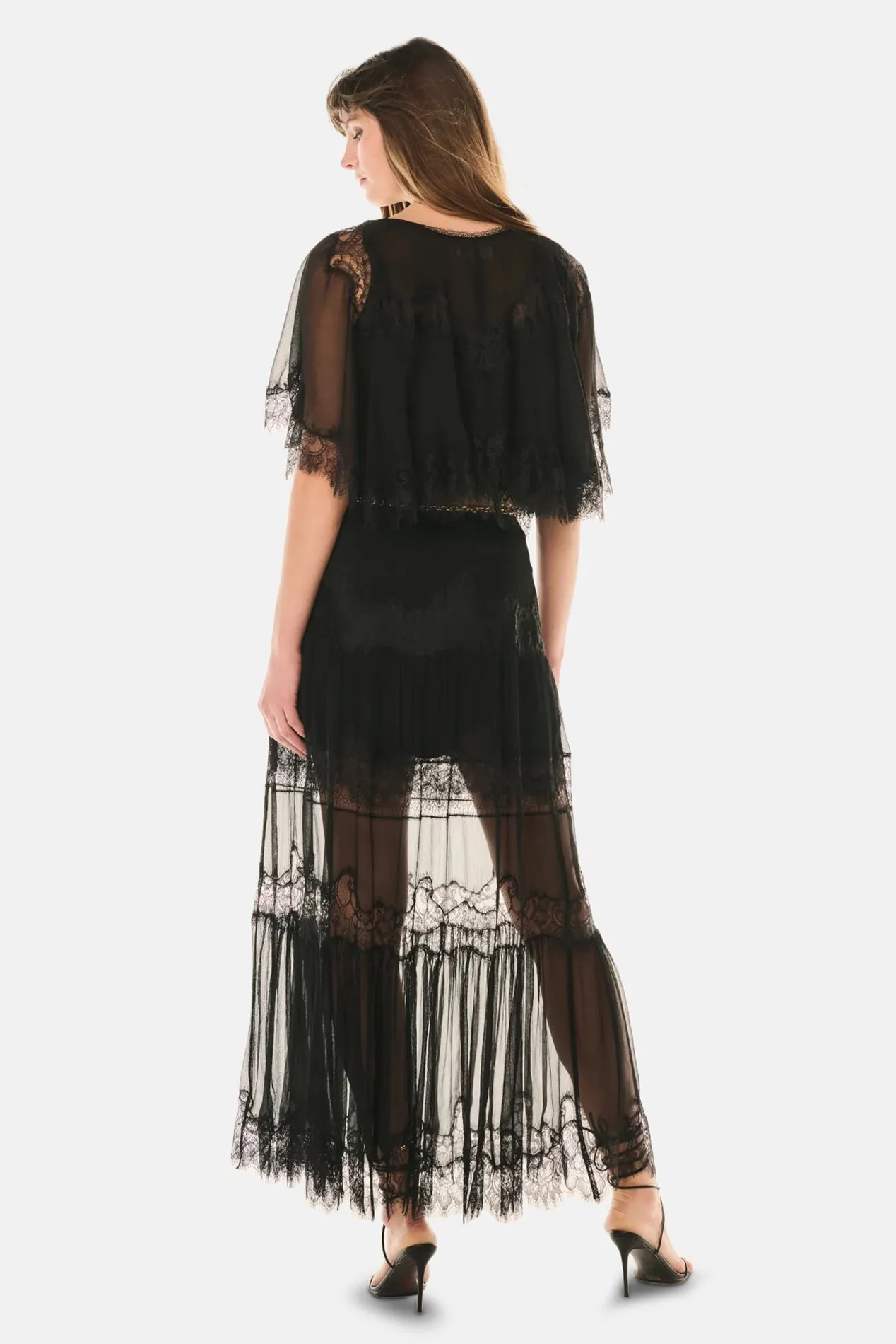 Aureline Silk Lace Pleated Maxi Skirt Black sold by Blue & Cream product image thumbnail 5