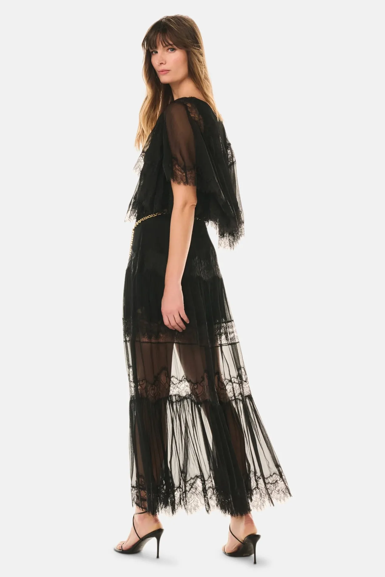 Aureline Silk Lace Pleated Maxi Skirt Black sold by Blue & Cream product image thumbnail 4