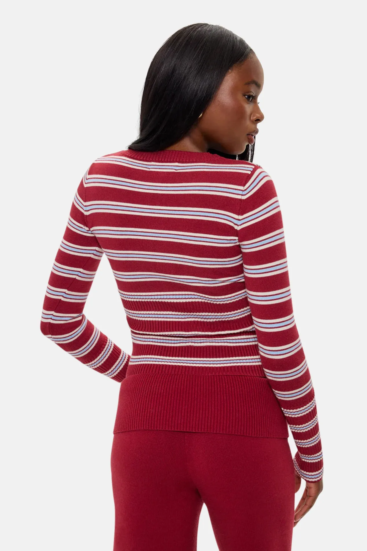 Lenon Button Up Knit Sweater Collegiate Stripe sold by Blue & Cream product image thumbnail 3