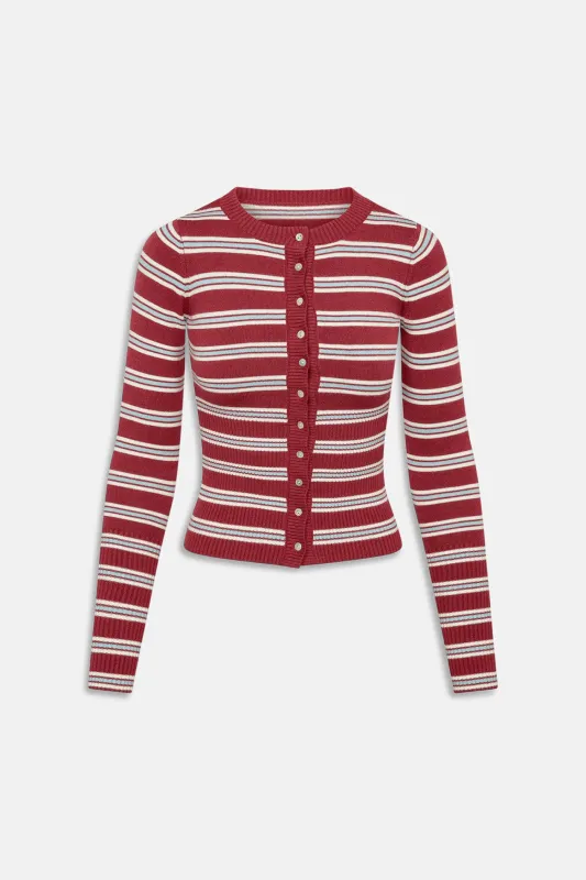 Lenon Button Up Knit Sweater Collegiate Stripe made by Frankie's Bikinis