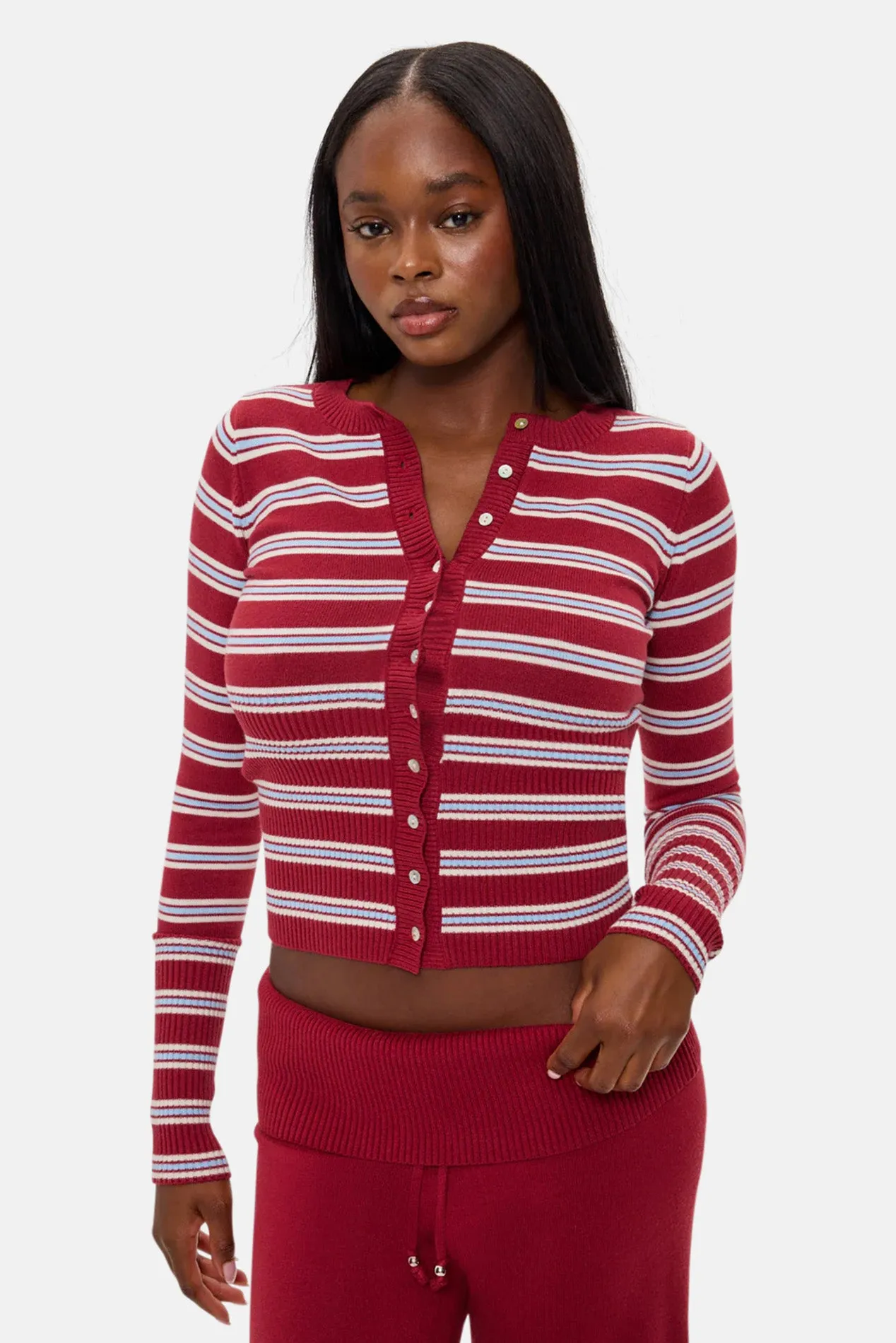 Lenon Button Up Knit Sweater Collegiate Stripe sold by Blue & Cream product image thumbnail 2