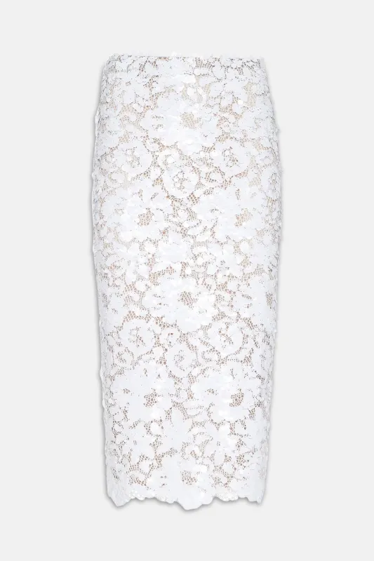 Makena Sequin Pencil Skirt White made by L'AGENCE